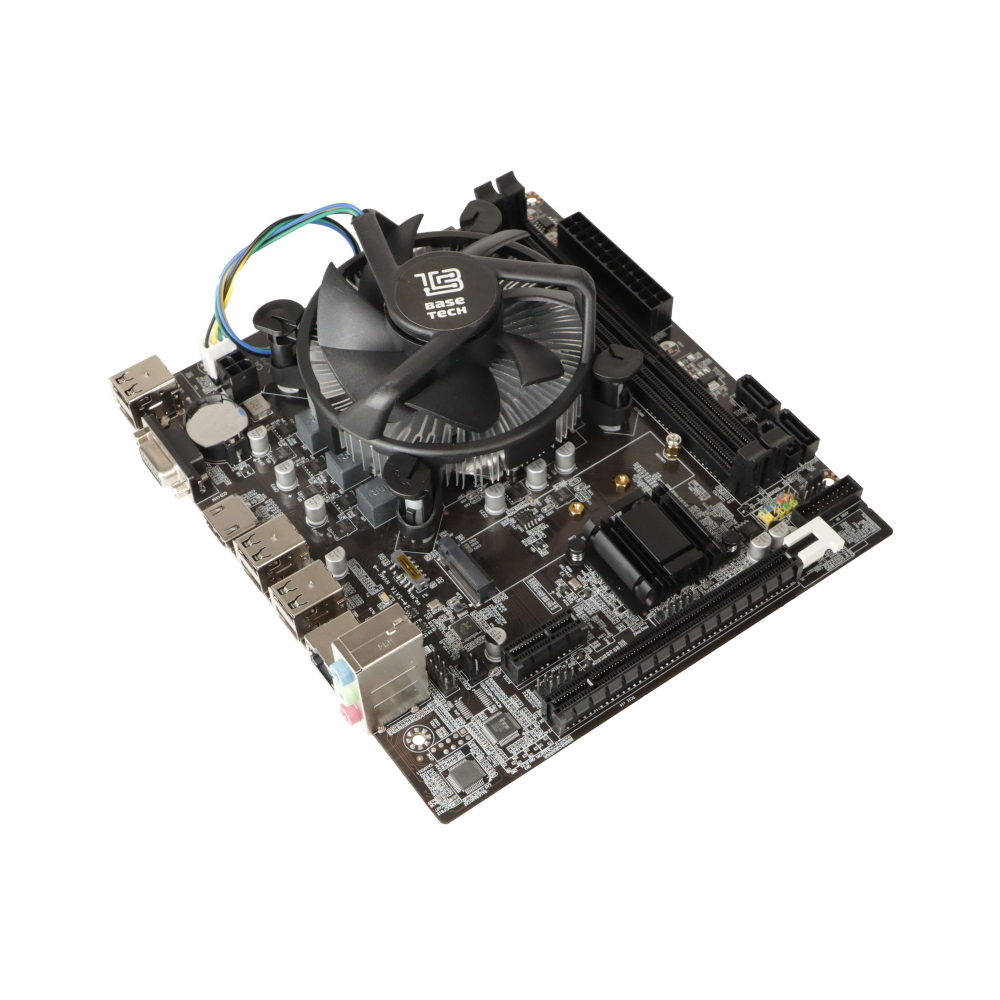 Материнская плата с процессором BaseTech H61M-K, Socket1155, i3-3240, mATX, Retail, Socket1155, Intel HD Graphics 2500, 2xDDR3, PCIe3.0, 1xM.2, GLAN, 8xUSB2, 2xUSB3, VGA, HDMI, кулер CPU (BT-H61M-K-3240)