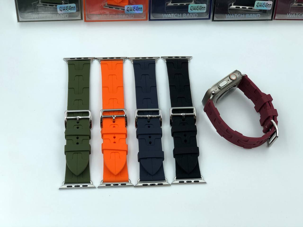 Силиконовый ремешок в стиле Hermes для Apple Watch 42-44-45-49