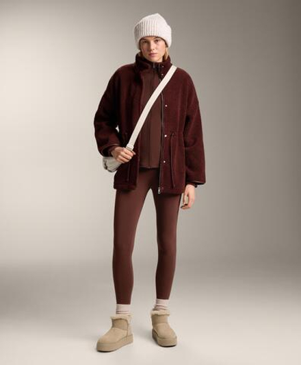 OYSHO Теплые легинсы с высокой посадкой и длиной до щиколотки, бордовый