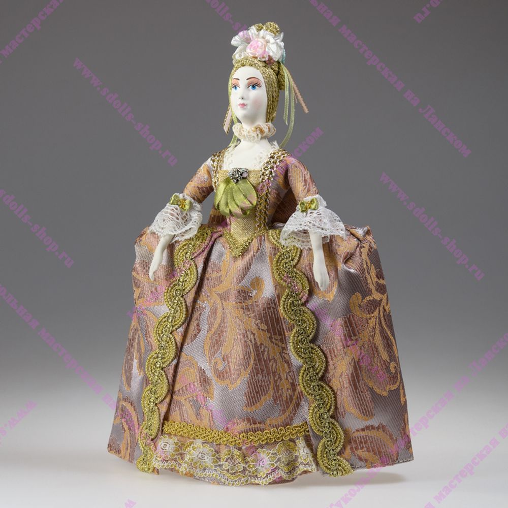 Сувенирная кукла в платье со складками Ватто