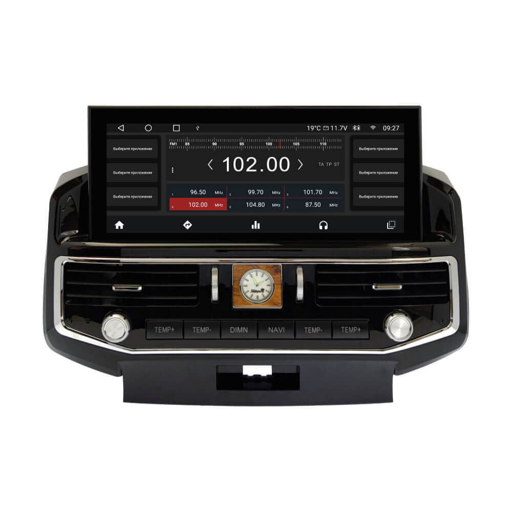 Магнитола для Toyota Land Cruiser 200 2007-2015 (экран климата внизу) - Carmedia ZH-T1201 монитор 12.3", Android 12, 8Гб+128Гб, CarPlay, SIM-слот