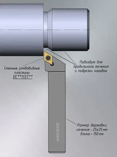 Токарный резец по металлу SDJCR2525M11 и пластины DCMT11T304