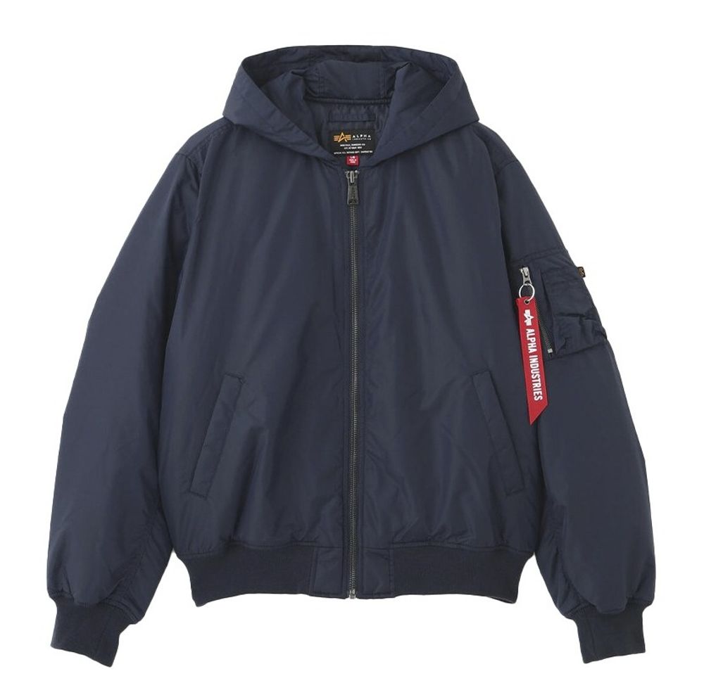 Бомбер Alpha Industries MA-1 Hooded Logo Oxford Replica Blue (Синий)