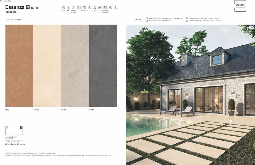 Terraslab, Essenza Sabbia Base C3 600х1200х20мм 1шт/уп - керамогранит уличный