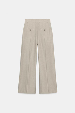 ZARA БРЮКИ ИЗ ШЕРСТЯНОЙ ПРЯЖИ С ЗАЩИПАМИ — ZW COLLECTION, БЕЖЕВЫЙ МЕЛАНЖ