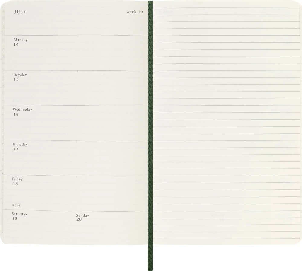 Еженедельник на 2025 год Moleskine Classic Soft (DSK1512WN3) 13х21см мягкая обложка зеленый