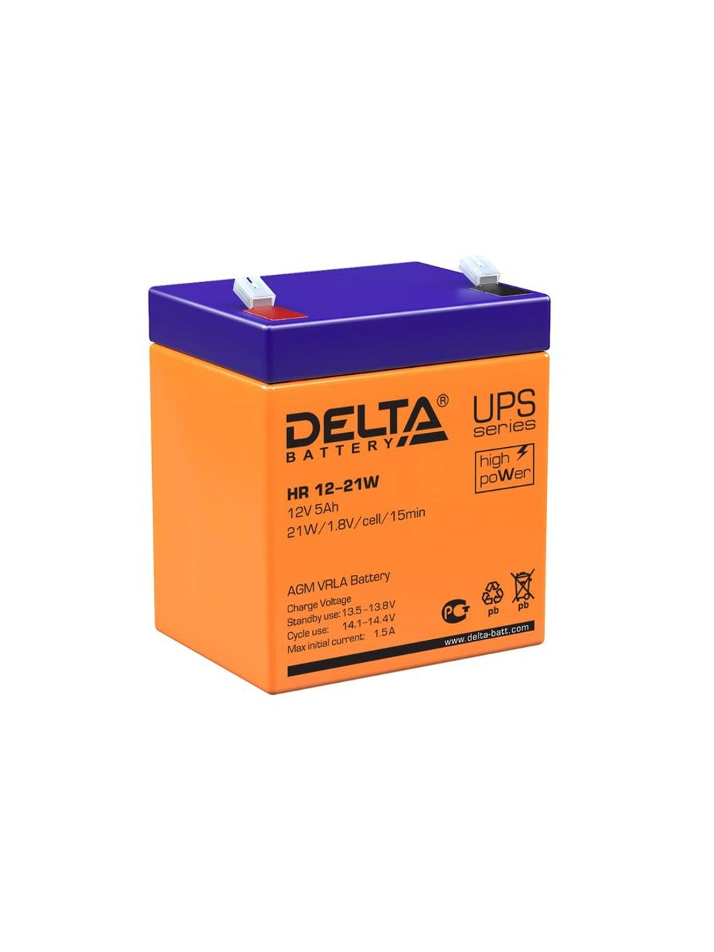 Аккумулятор UPS 12В 5А.ч HR 12-21 W Delta 4614010630002