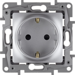 Розетка с заземлением со шторками 16А 250В алюминий ETIKA Legrand