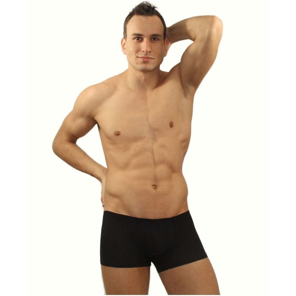 Мужские трусы боксеры черные с синими блестящими вкраплениями Romeo Rossi Polar Night Boxer