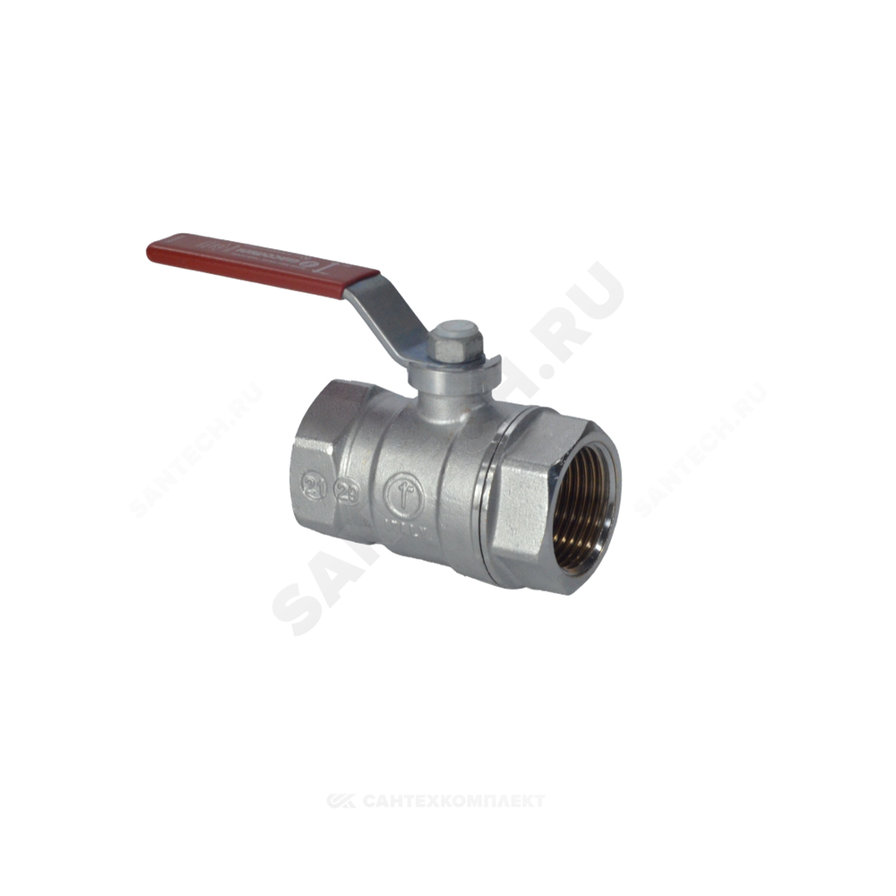 Кран шаровой латунь хром R250D Ду 100 Ру42 ВР рычаг красный Giacomini R250X011