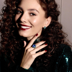 Кольцо с Сапфирами, Изумрудами, Турмалином Параиба и Бриллиантами, R0057-1/1