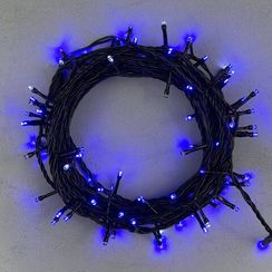 Светодиодная нить 100 синих LED ламп с мерцанием, 10 м., 24В., черный провод ПВХ, LTC (PST100BLW-11-1B)