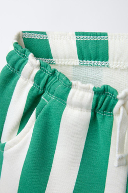ZARA ПОЛОСАТЫЕ ШОРТЫ ИЗ МЯГКОЙ ТКАНИ, СВЕТЛО-ЗЕЛЕНЫЙ