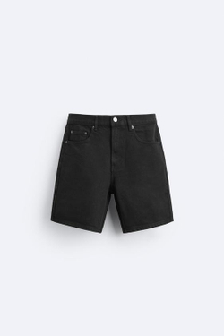 ZARA ЦВЕТНЫЕ ДЖИНСОВЫЕ ШОРТЫ, ЧЕРНЫЙ