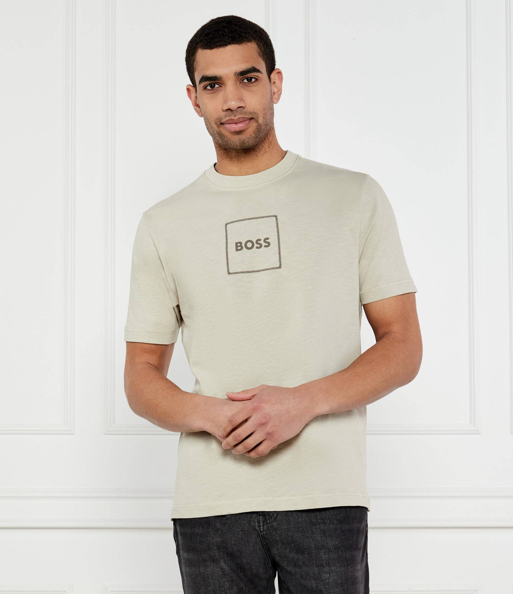 Футболка Te_linenlogo BOSS ORANGE - бежевый(50536729)