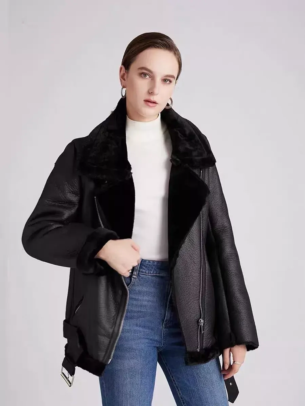 Дубленка авиатор утепленная