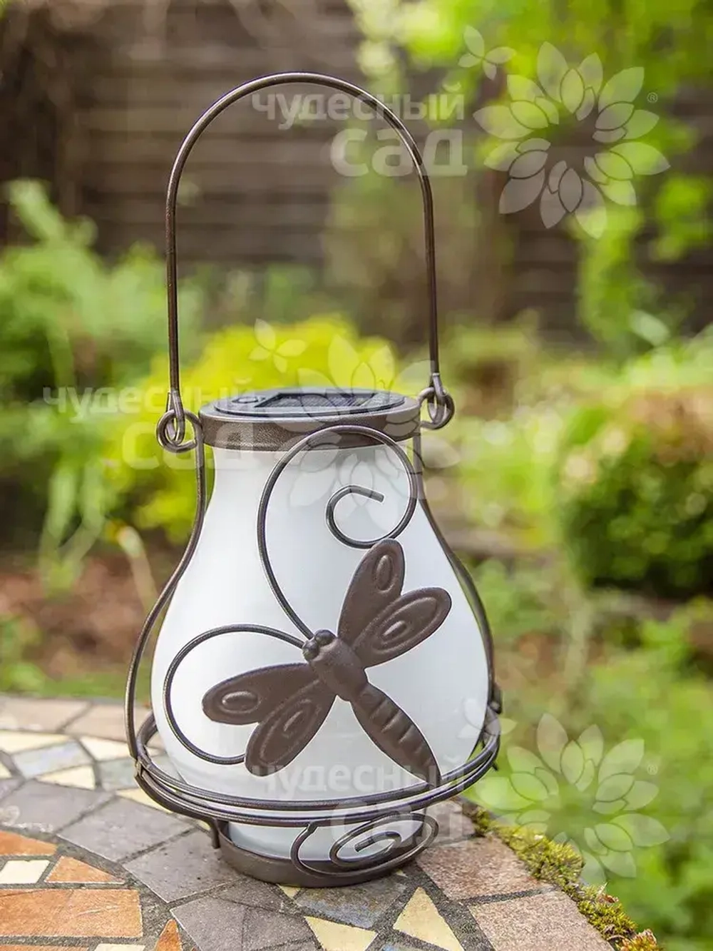 Фонарь садовый подвесной / светильник на солнечной батарее Стрекоза ЧУДЕСНЫЙ САД 16 см