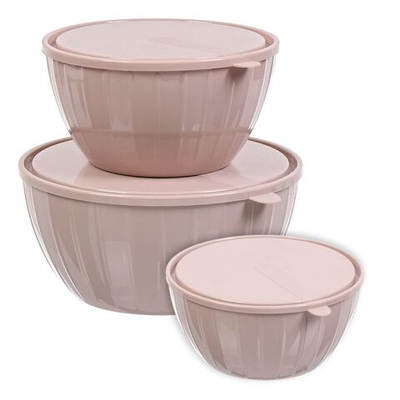 Салатник пластик, кругл, 3 шт, 5,2.8,1.7 л, с крыш, Sugar&Spice Vanilla, SE1871, латте