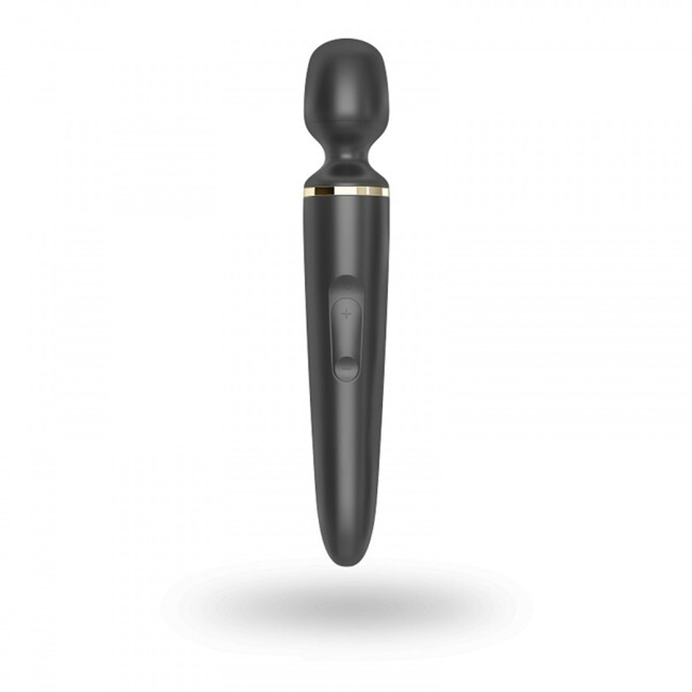 Большой перезаряжаемый вибромассажер для тела Wand-er Woman Black XXL (10 режимов, 5 скоростей) (Цвет: черный)