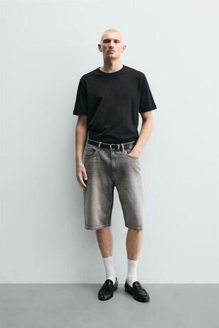 ZARA ДЖИНСОВЫЕ ШОРТЫ LOOSE FIT, СЕРЫЙ