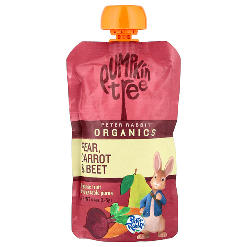 Pumpkin Tree Organics, Peter Rabbit™ Organics, пюре из органических фруктов и овощей, груша, морковь и свекла, 125 г (4,4 унции)