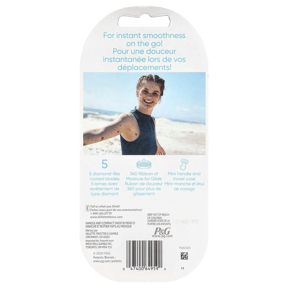 Gillette, Venus, Snap with Avec, Extra Smooth, 1 бритва, 1 картридж, 1 компакт