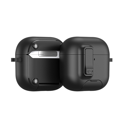 Чехол с замком и подставкой для наушников AirPods 4, черный цвет, серия PECQ Series от Dux Ducis