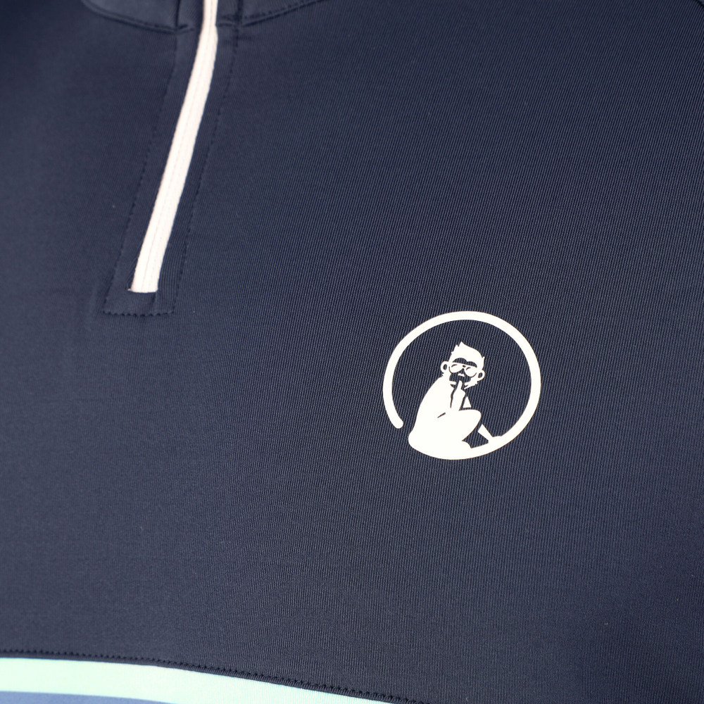 Мужское теннисное поло Quiet Please Ocean Big Serve 1/4 Zip Long Sleeve Men - Blue