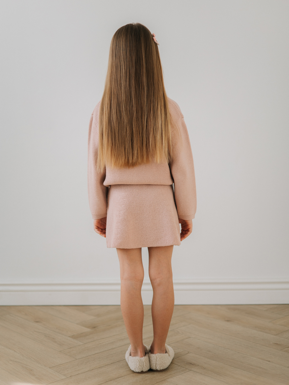 Кардиган с воротником, Пудровый