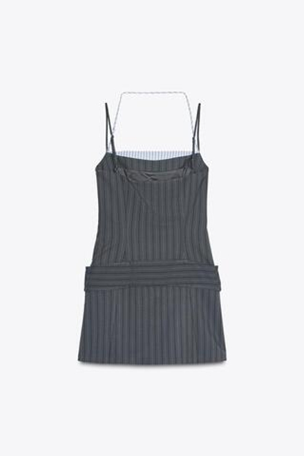ZARA КОМБИНИРОВАННОЕ ПЛАТЬЕ В ПОЛОСКУ, СЕРО-СИНИЙ
