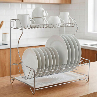 Сушилка для посуды 398*242*375мм с поддоном, цельносварная, белая