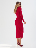 Женское платье миди красное трикотажное