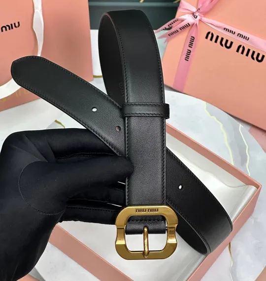 Кожаный ремень Miu Miu, чёрный
