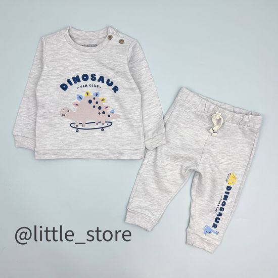 Комплект из футера "Динозавры" бежевый меланж