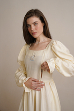 Платье Адель c лебедем для бер. и кор. мам, Кремовый