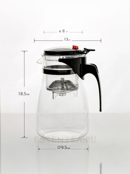 Чайник с кнопкой из боросиликатного стекла 1000 мл