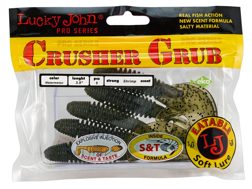 Твистеры съедобные искусственные LJ Pro Series CRUSHER GRUB 3,9in (09.90)/PA01 5шт.