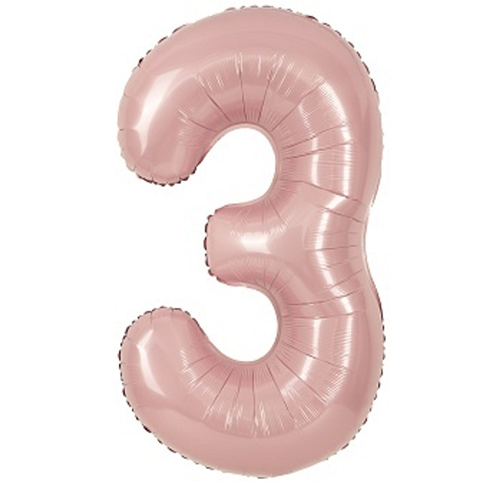К 40" Цифра 3 Пыльная роза Сатин 100 см.