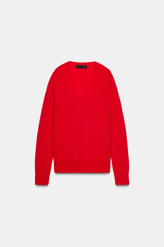 ZARA ДЖЕМПЕР ИЗ 100% СВЕРХМЯГКОЙ ШЕРСТИ, КРАСНЫЙ
