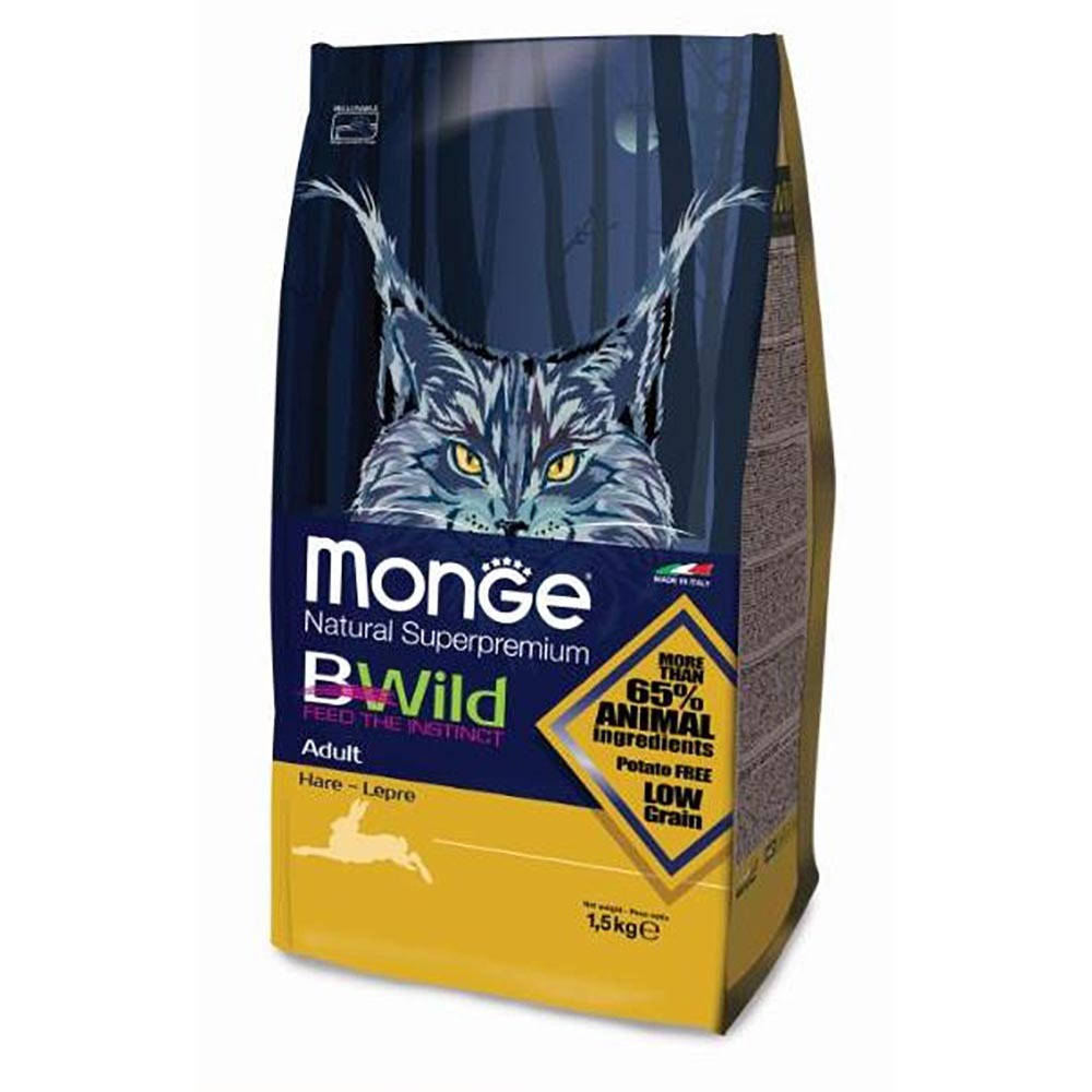 Monge Bwild корм для кошек с мясом зайца (низкозерновой) (Adult)