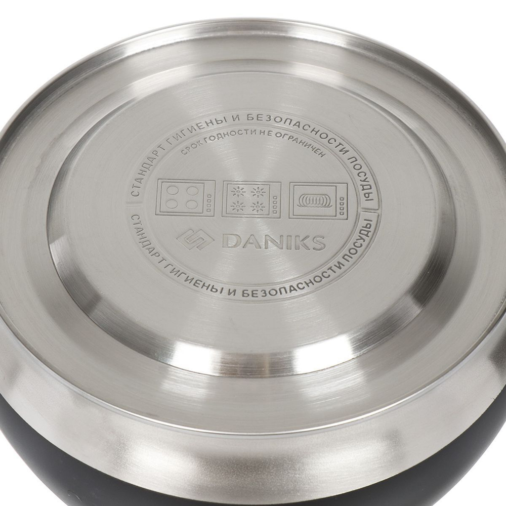 Чайник нерж, 3 л, свист, ручк с силик покр, Daniks, чер, MSY-A060B