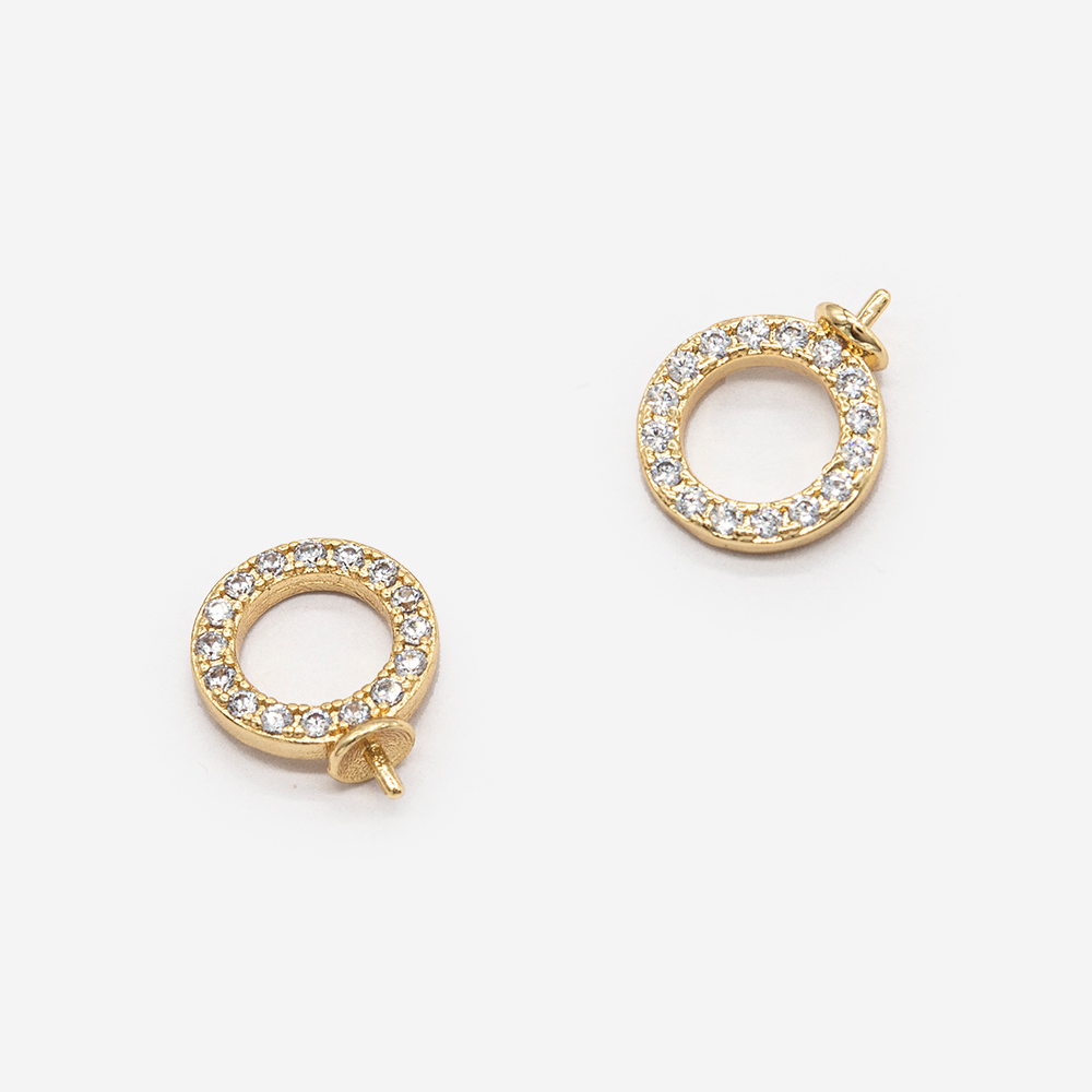 Бейл под вклейку, 10,5мм, фианиты, позолота.