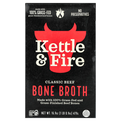 Kettle & Fire, костный бульон, классический говяжий вкус, 479 г (16,9 унции)