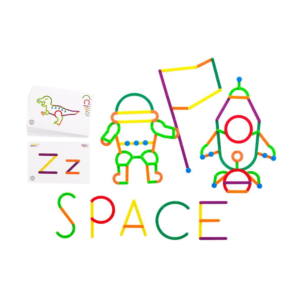 Палочки счетные Геостикс (200 дет). Конструктор букв с карточками (25 шт.)