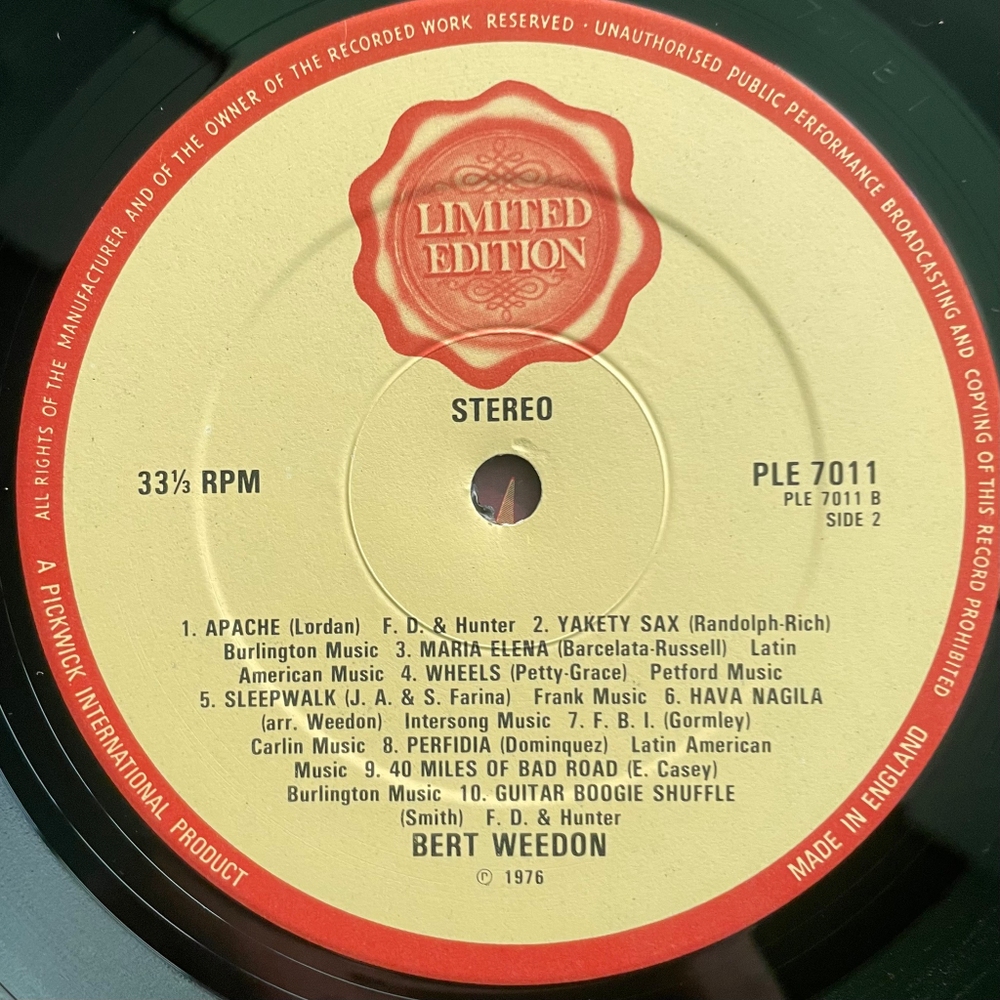 Bert Weedon ‎– Guitar Gold - Bert Weedon's 20 Greatest Hits (Англия 1976г.)
