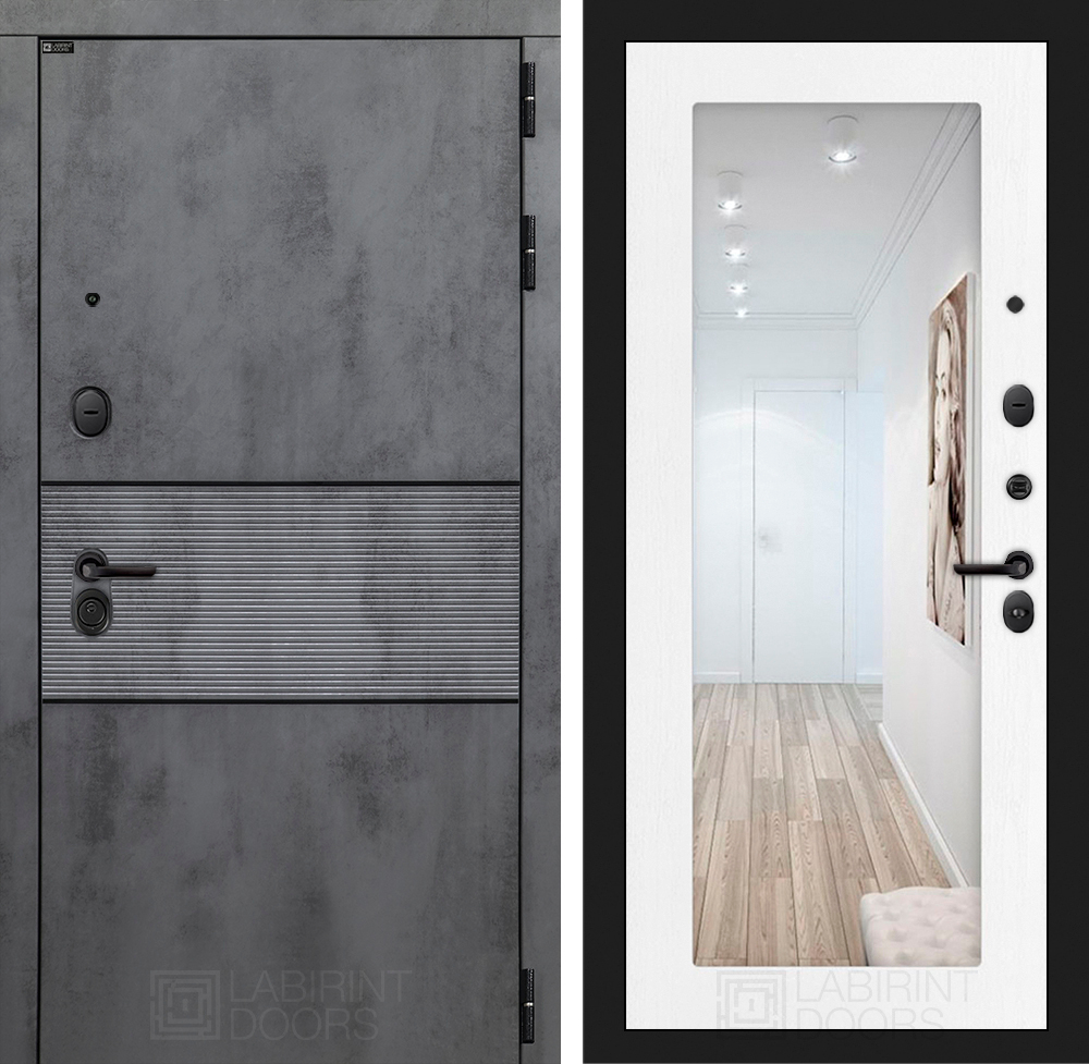 Дверь Входная Лабиринт INFINITY С зеркалом 18 Белое дерево