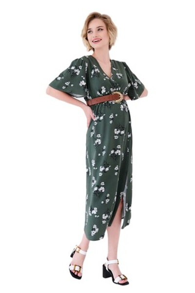 Платье для беременных и кормящих зеленое, размер 54