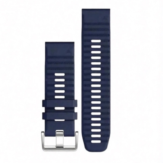 Ремешок силиконовый QuickFit 26 мм. серебристая пряжка (Темно-синий)