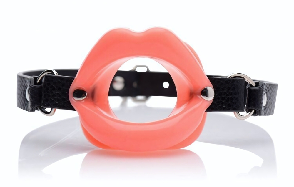 Кляп в форме губ Sissy Mouth Gag (Цвет: розовый с черным)