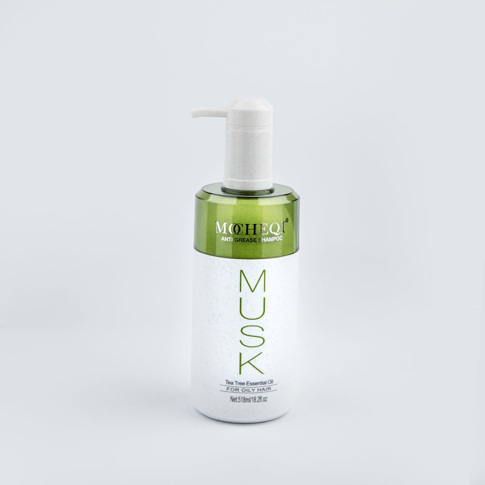 MOCHEQI MUSK ANTI GREASE SHAMPOO / Шампунь для склонных к жирности волос с гидролизованным кератином и маслом чайного дерева
